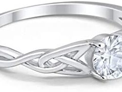 Blue Apple Co. Celtic Trinity Ring Solid 925 Sterling Silver Wedding Engagement Promise Ring Solitaire Choose Color