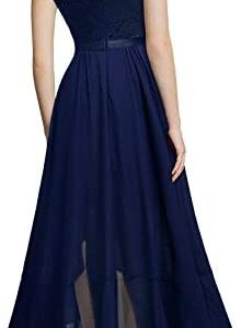 Miusol Women’s V Neck Elegant Lace Ruffle Bridesmaid Maxi Dress