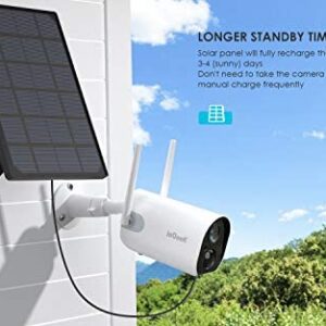 Wireless Outdoor Security Camera, WiFi Solar Rechargeable Battery Power IP Surveillance Home Cameras, 1080P, Human Motion Detection, Night Vision, 2-Way Audio, 4dbi Antenna, IP65 Waterproof, Cloud/SD