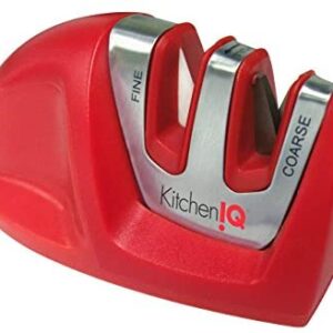 Kitchen IQ 50883 Edge Grip 2-Stage Knife Sharpener, Red