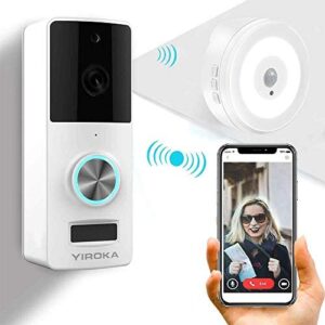 Yiroka Video Doorbell, 720P HD Security Camera with Two-Way Talk &Video, PIR Motion Detection, IP55 Waterproof, Real-Time Response, No Monthly Fees, Secure Local Storage, Free Night Light
