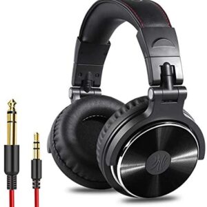 OneOdio Adapter-Free Closed Back Over Ear DJ Stereo Monitor Headphones, Professional Studio Monitor & Mixing, Telescopic Arms with Scale, Newest 50mm Neodymium Drivers – Black
