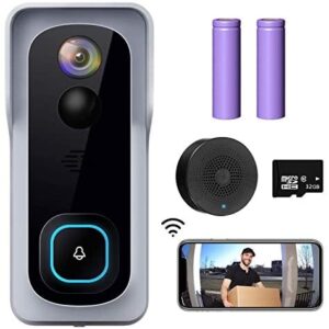 WiFi Video Doorbell Camera, XTU Wireless Doorbell Camera with Chime, 1080P HD, 2-Way Audio, Motion Detection, IP65 Waterproof, Cloud Storage and 32GB SD Card Included