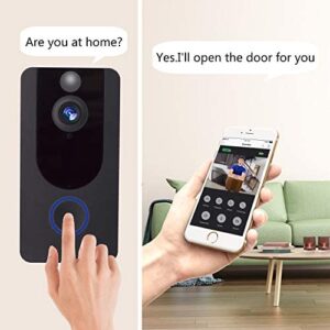 Wireless Video Doorbell Camera 1080P Smart Home Security System with Real Time Push Alerts Night Vision Weather Resistant Free Cloud Storage Visual Recording Security Door Bell(Batteries Included)