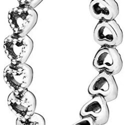 Pandora Jewelry Band of Hearts Sterling Silver Ring, Size 5