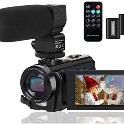 Video Camera Camcorder Digital YouTube Vlogging Camera Recorder FHD 1080P 24.0MP 3.0 Inch 270 Degree Rotation Screen 16X Digital Zoom Camcorder with Microphone,Remote Control and 2 Batteries.