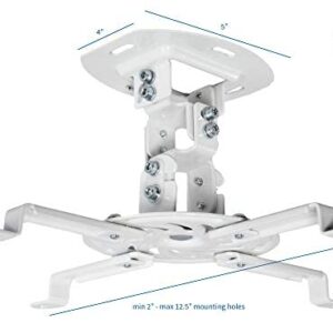 VIVO Universal Adjustable White Ceiling Projector | Projection Mount Extending Arms Mounting Bracket (MOUNT-VP01W)
