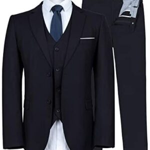 WULFUL Men’s Suit Slim Fit 3 Piece Suit Blazer Two Button Tuxedo Business Wedding Party Jackets Vest&Trousers