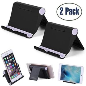 Cell Phone Stand Multi-Angle,【2 Pack】 Tablet Stand Universal Smartphones for Holder Tablets(6-11″), e-Reader, Compatible Phone XS/XR/8/8 Plus/7/7 Plus, Galaxy S8/S7/Note 8, Air, Mini, Pixel 2(Black)