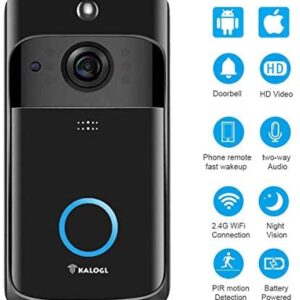 Video Doorbell [Upgrade] Wireless Doorbell Camera IP5 Waterproof HD WiFi Security Camera Real-Time Video for iOS&Android Phone, Night Light (Black)