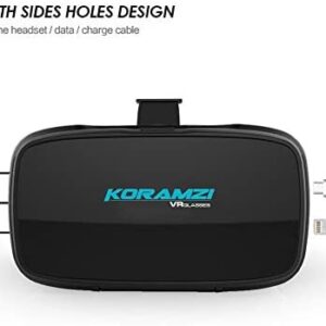 Koramzi VR 3D Glasses Virtual Reality Headset/VR Goggles for Any 4-6 inch Smartphones iPhone 6s 6 Plus Samsung Galaxy Series (Black)