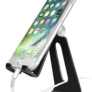Adjustable Cell Phone Stand, CreaDream Phone Stand, Cradle, Dock, Holder, Aluminum Desktop Stand Compatible with iPhone Xs Max Xr 8 7 6 6s Plus 5s Charging, Accessories Desk,All Smart Phone-Black