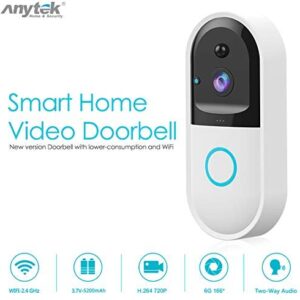 Video Doorbell, Wireless Door Bell with Motion Sensor, 720P Security Camera, WiFi APP Remote Control, HD Night Vision, 2-Way Talking, 170 Degree Wide Angle, Good for Garage, Yards, Garden