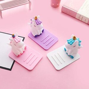 3 Pack Unicorn Phone Holder, Cute Unicorn Desktop Cell Phone Stand Holder Adjustable Stand, Compatible with All Mobile Smart Phone, Tablet Office Decor Desk Smartphone Dock Unicorn Gift for Girl