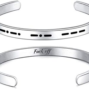 MUERDOU Inspirational Cuff Bracelet Bangle BE Fearless Stainless Steel Engraved for Women Teen Girls with Hidden Message