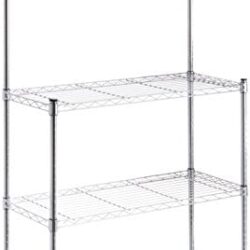 AmazonBasics Kitchen Storage Baker’s Rack with Table, Wood/Chrome – 63.4″ Height