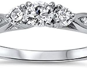 Oxford Diamond Co Cubic Zirconia Fashion Promise .925 Sterling Silver Ring Sizes 3-12