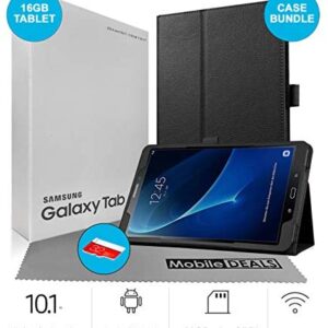 Samsung Galaxy Tab A SM-T580 10.1-Inch Touchscreen 16GB Tablet (2 GB Ram, Wi-Fi, Android OS, Black) Bundle with Case, Screen Protector, Stylus, 32GB microSD Card and Mobile Deals Microfiber Cloth