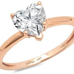 Clara Pucci 2.10 ct Brilliant Heart Cut CZ Designer Solitaire Ring in Solid 14k Rose Gold