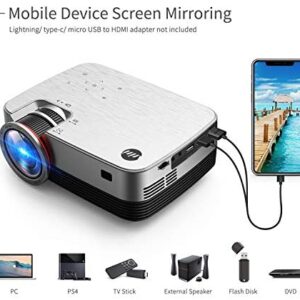 VIVIMAGE C480 Mini Projector, 3800 Lux 1080P Supported and 170” Display Portable Video Projector with 40,000 Hrs LED Lamp Life, Compatible with TV Stick, PS4, HDMI, VGA, TF, AV and USB