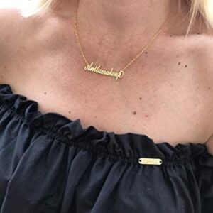 EVER2000 Custom Name Necklace, 18K Gold Plated Nameplate Personalized Jewelry Gift for Women