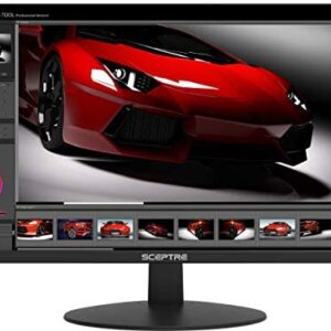 Sceptre E205W-16003R 20″ 1600×900 up to 75Hz Ultra Thin Frameless LED Monitor 2x HDMI VGA Built-in Speakers, Machine Black (Wide Viewing Angle 170° (Horizontal) / 160° (Vertical) )