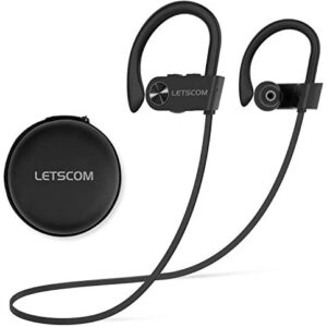 Bluetooth Headphones, LETSCOM Wireless Earbuds IPX7 Waterproof Noise Cancelling Headsets, Richer Bass & HiFi Stereo Sports Earphones 8 Hours Playtime Running Headphones with Travel Case