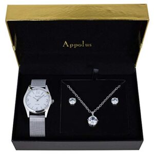 Gifts For Women Mom Wife Girlfriend Birthday Anniversary Graduation – Appolus Watch Necklace Earrings Gift Set With Cubic Zirconia Stones (Silver)