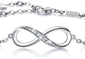 Billie Bijoux Womens 925 Sterling Silver Infinity Endless Love Symbol Charm Adjustable Bracelet for Women Mother’s Day