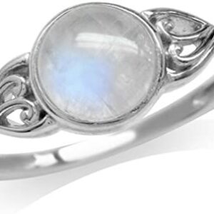 Silvershake 7mm Natural Moonstone 925 Sterling Silver Victorian Style Solitaire Ring