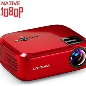 crenova Projector Native 1080p LED Video Projector, 6000 Lux HDMI Projector with 200″ Image Display Compatible with TV Stick, HDMI, VGA, USB, Laptop, Phone for Home Theater