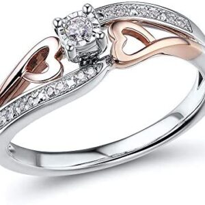 Diamond Promise Ring in 10k Rose Gold and Sterling Silver 1/10 cttw