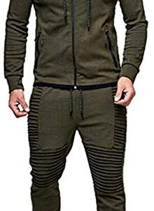 Men’s Tracksuit Set Camouflage Sweatshirt Jogger Sweatpants Solid Patchwork Warm Sports Suit
