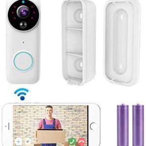 Wireless Video doorbell with Real-time HD Video,Security Camera PIR Motion Activated Alerts, Two-Way Talk,2 Rechargeable Batteries， Easy Installation (White-1)
