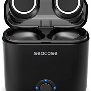 Bluetooth Headphones,Seacase 5.0 True Wireless Earbuds Deep Bass Stereo Sound Bluetooth Earphones Mini in-Ear Binaural Call Headsets with Built-in Mic and Charging Case for iPhone and Android Phones