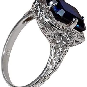 Huge Natural 3.5Ct Tanzanite 925 Silver Ring Women Wedding Engagement (mazarine #7)