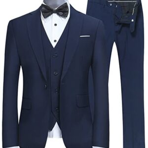 YFFUSHI Men’s Slim Fit 3 Piece Suit One Button Business Wedding Prom Suits Blazer Tux Vest & Trousers