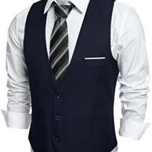 COOFANDY Men’s V-Neck Sleeveless Slim Fit Jacket Casual Suit Vests