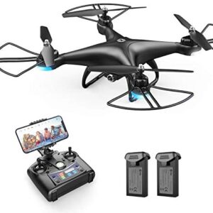 Holy Stone HS110D FPV RC Drone with 1080P HD Camera Live Video 120° Wide-Angle WiFi Quadcopter with Altitude Hold Headless Mode 3D Flips RTF with 2 Modular Battery, Color Black