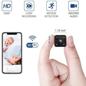 FREDI Hidden Spy Camera, 1080P HD Mini Wireless WiFi Small Nanny Cam with Night Vision, Motion Detection, Loop Recording, Flexible Magnetic Bracket for Home and Office – Work with iOS Android PC