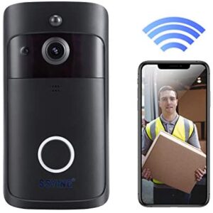 Video Doorbell, Doorbell Camera HD 720P WiFi Doorbell Wireless Operated Motion Detector Audio&Speaker Night Vision for iOS&Android (Black)
