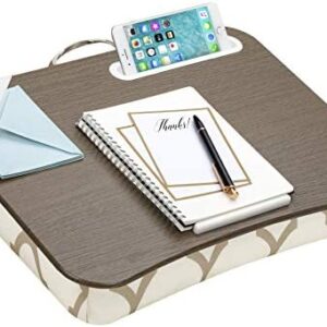LapGear Designer Lap Desk with Phone Holder and Device Ledge – Beige Quatrefoil – Fits up to 15.6 Inch Laptops – Style No. 45426