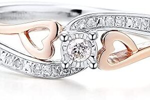 Diamond Promise Ring in 10k Rose Gold and Sterling Silver 1/10 cttw