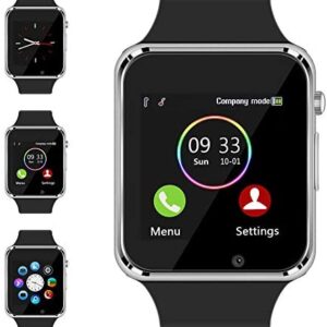 Smart Watch – Sazooy Bluetooth Smart Watch Support Make/Answer Phones Send/Get Messages Compatible Android iOS Phones with Camera Pedometer SIM SD Card Slot for Kids Men Women (Silver)