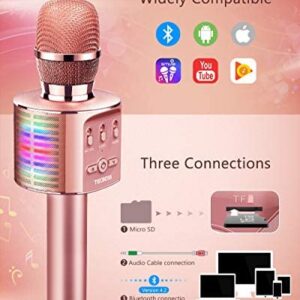 TECBOSS Microphone for Kids, Wireless Bluetooth Karaoke Microphone MP3 Players with LED Lights, Best Gifts Toys for Girls Boys Adults All Age