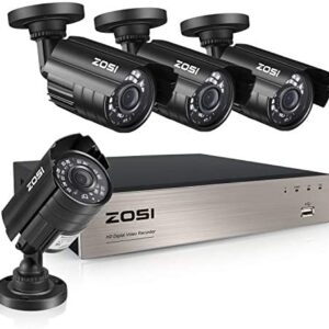 ZOSI 8-Channel HD-TVI 1080N/720P Video Security System DVR recorder with 4x HD 1280TVL Indoor/Outdoor Weatherproof CCTV Cameras NO Hard Drive ,Motion Alert, Smartphone& PC Easy Remote Access