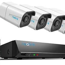 Reolink 4K PoE Security Camera System, 4pcs Wired 8MP Outdoor PoE IP Cameras, H.265 8MP 8-Channel NVR with 2TB HDD Video Surveillance System for 24/7 Recording, RLK8-800B4