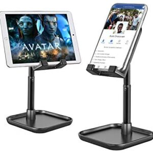 Cell Phone Stand for Desk,Height Angle Adjustable Phone Stand,Deep Dream Desktop Sturdy Aluminum Metal Phone Holder,Compatible with iPhone/iPad/Kindle/Mobile Phone/Tablet,4-13in