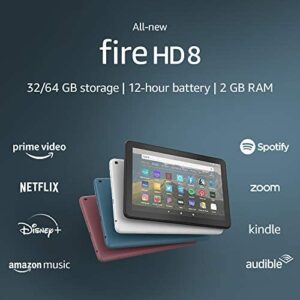 All-new Fire HD 8 tablet, 8″ HD display, 32 GB, designed for portable entertainment, Black