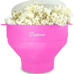Original Salbree Microwave Popcorn Popper, Silicone Popcorn Maker, Collapsible Bowl BPA Free – 18 Colors Available (Pink)